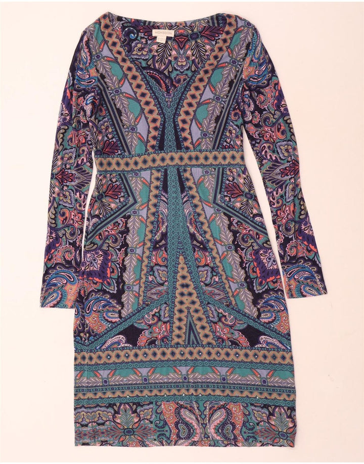 MONSOON Womens Long Sleeve Shift Dress UK 12 Medium Multicoloured Paisley