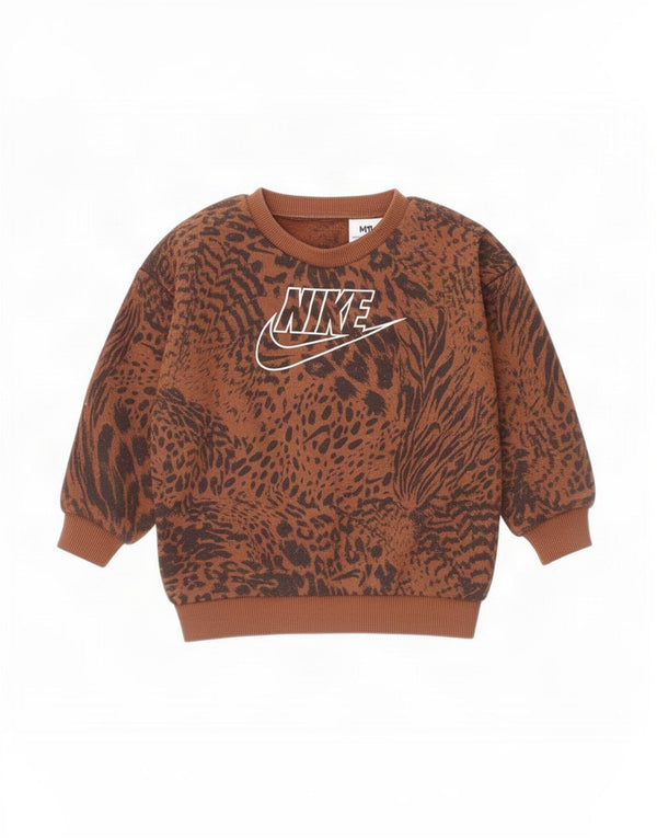 Nike Baby Girls Graphic Sweatshirt Jumper 18-24 Months Brown Animal Print