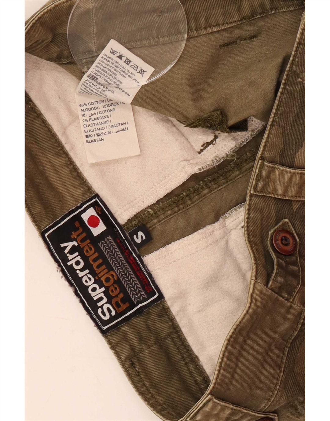 Superdry Womens Cargo Shorts Small W30 Green Camouflage Cotton