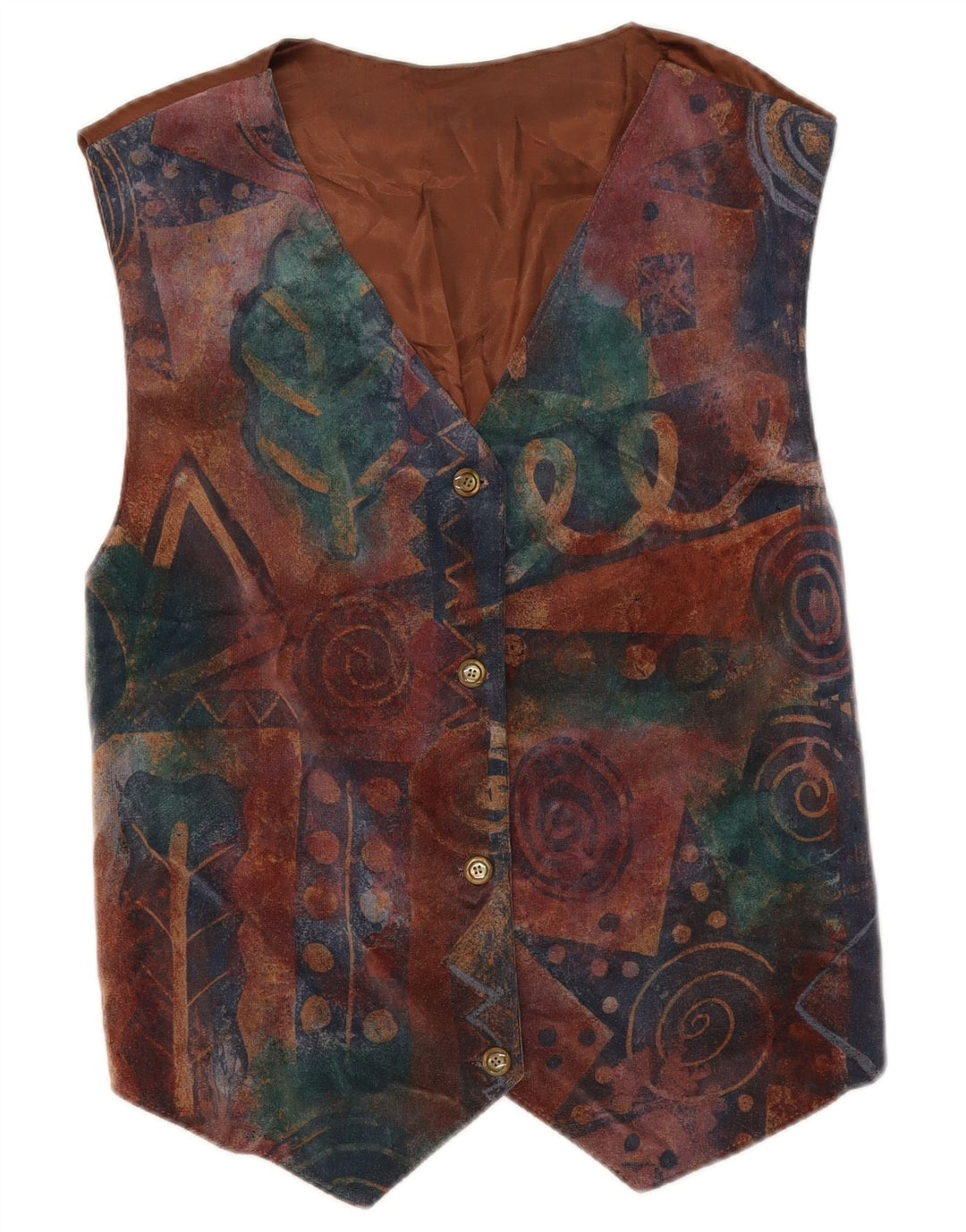 Vintage Womens Waistcoat UK 14 Medium Brown