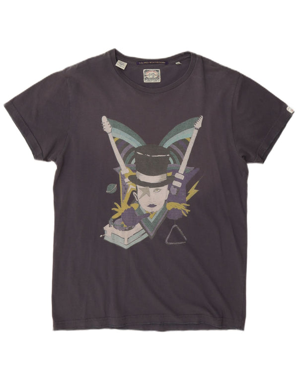 Scotch & Soda Mens Graphic T-Shirt Top Medium Navy Blue Cotton