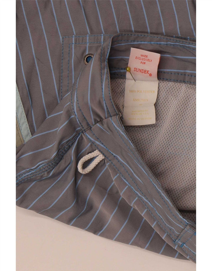 Sundek Mens Swimming Shorts Large Grey Pinstripe Polyester