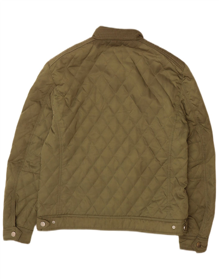 Zara Mens Quilted Jacket UK 44 2XL Khaki Polyester