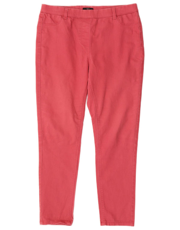 M&Co Womens Skinny Casual Trousers UK 14 Large W32 L27 Pink Cotton