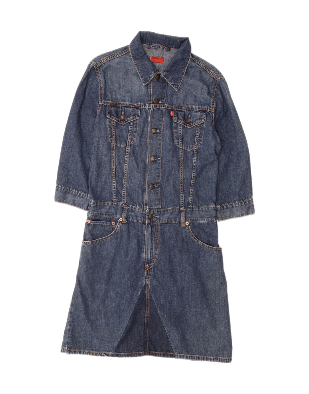 LEVI'S Girls 3/4 Sleeve Pullover Denim Dress 11-12 Years Medium Blue