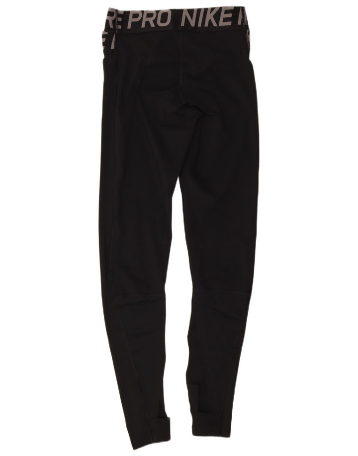 Nike Womens Dri Fit Graphic Leggings UK 8 Small Black Polyester