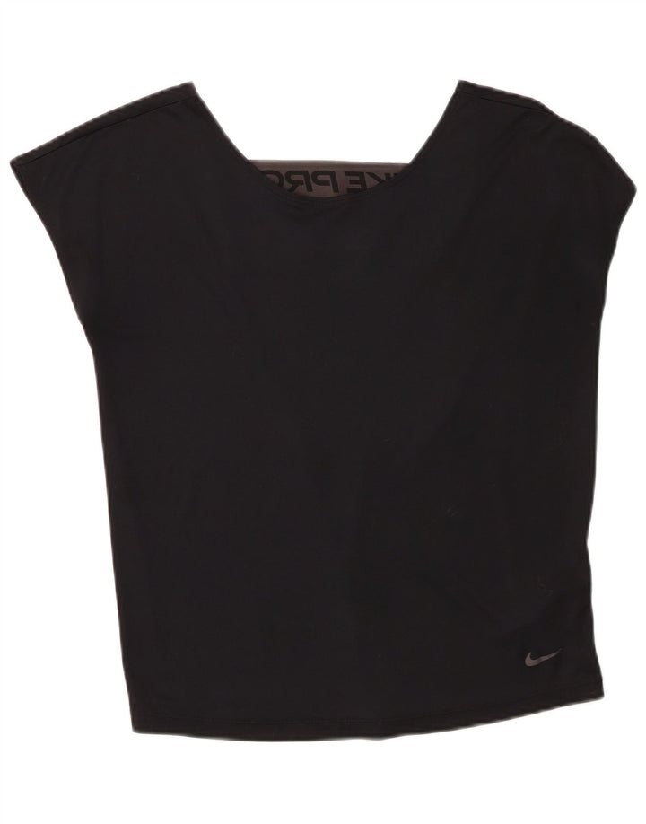 Nike Womens Dri Fit Oversized Graphic Vest Top UK 6 XS Black Polyester