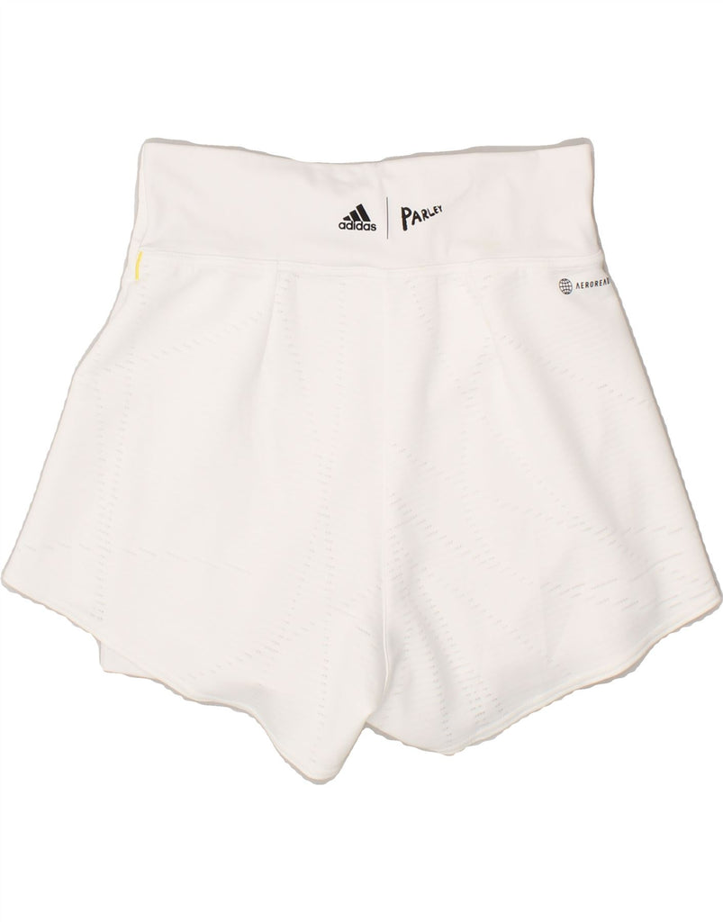 ADIDAS Womens Aeroready Sport Shorts UK 10 Small White | Vintage Adidas | Thrift | Second-Hand Adidas | Used Clothing | Messina Hembry 