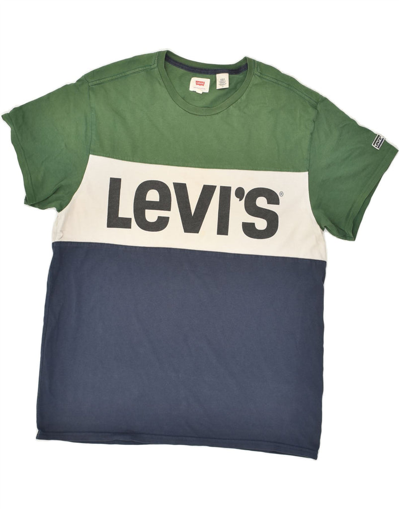 LEVI'S Mens Graphic T-Shirt Top Large Multicoloured Colourblock Cotton | Vintage Levi's | Thrift | Second-Hand Levi's | Used Clothing | Messina Hembry 