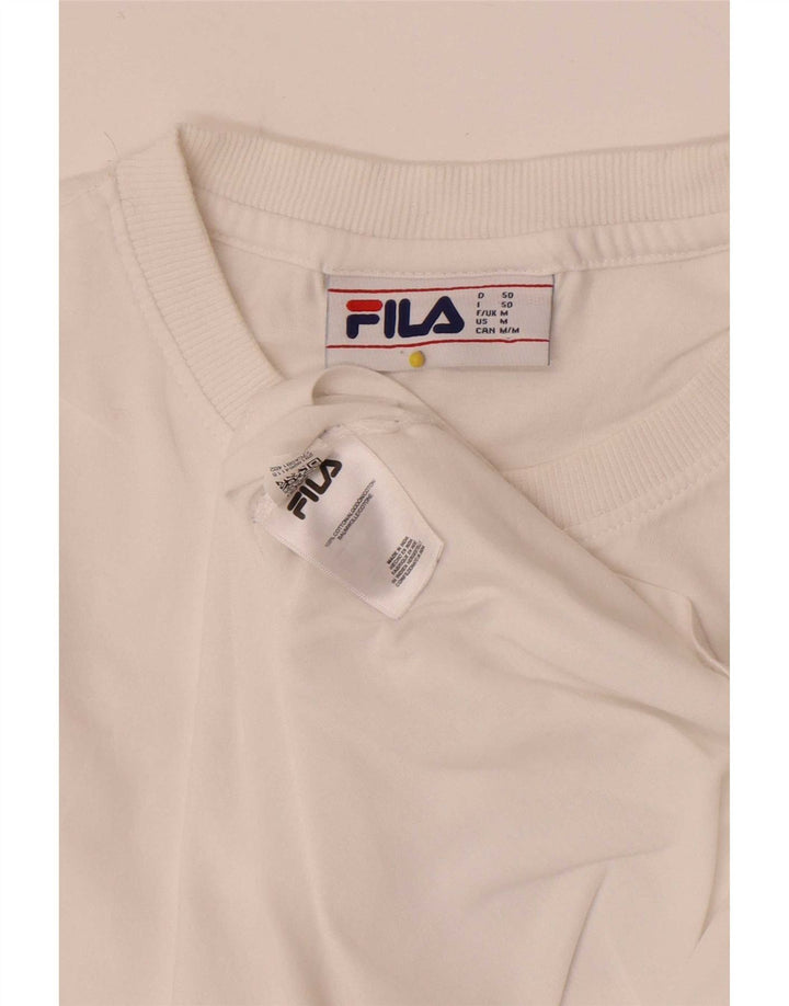 Fila Mens Graphic T-Shirt Top Medium White Cotton