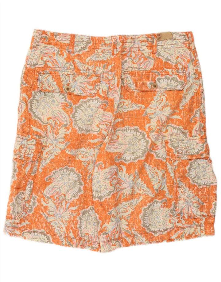 Izod Mens Cargo Shorts W34 Large Orange Floral Cotton