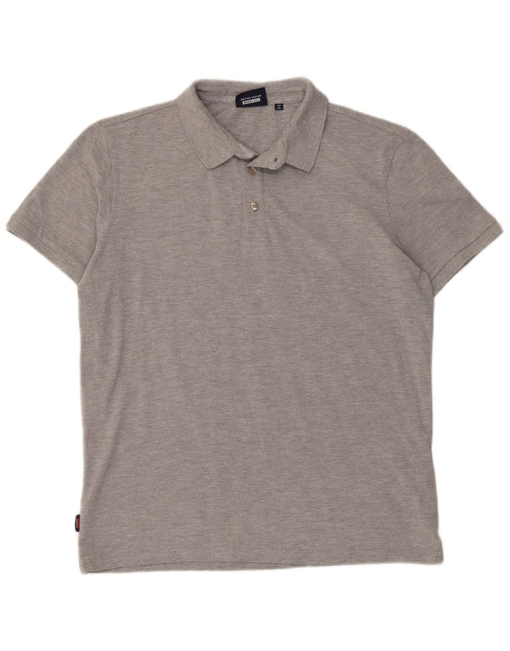 SUPERDRY Mens Polo Shirt XL Grey Flecked Cotton