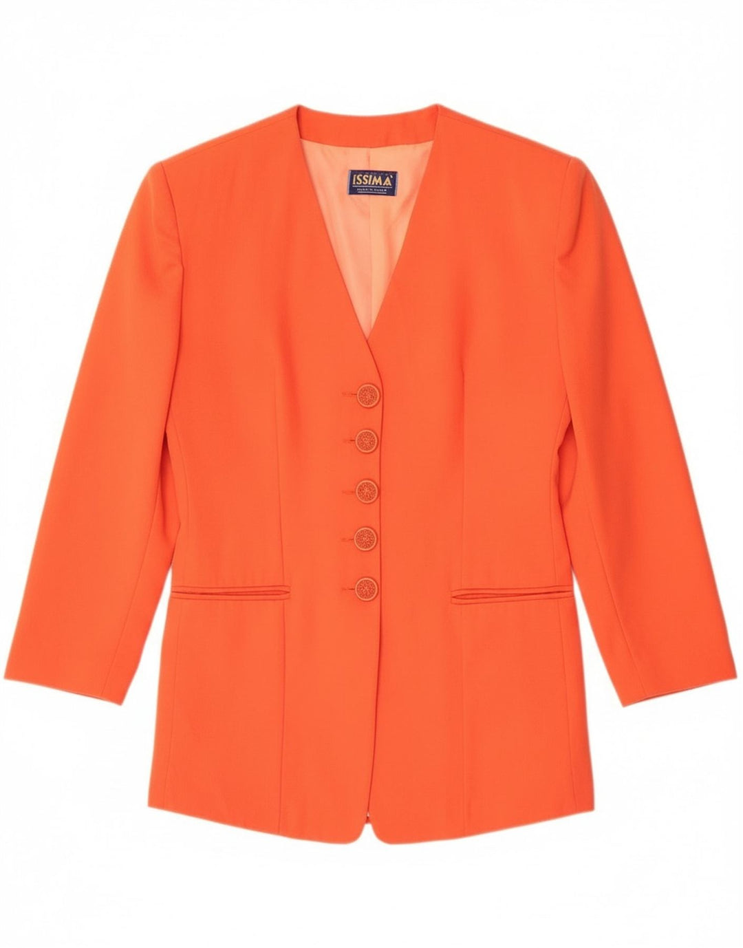 Issima Womens 5 Button Blazer Jacket UK 12 Medium Orange