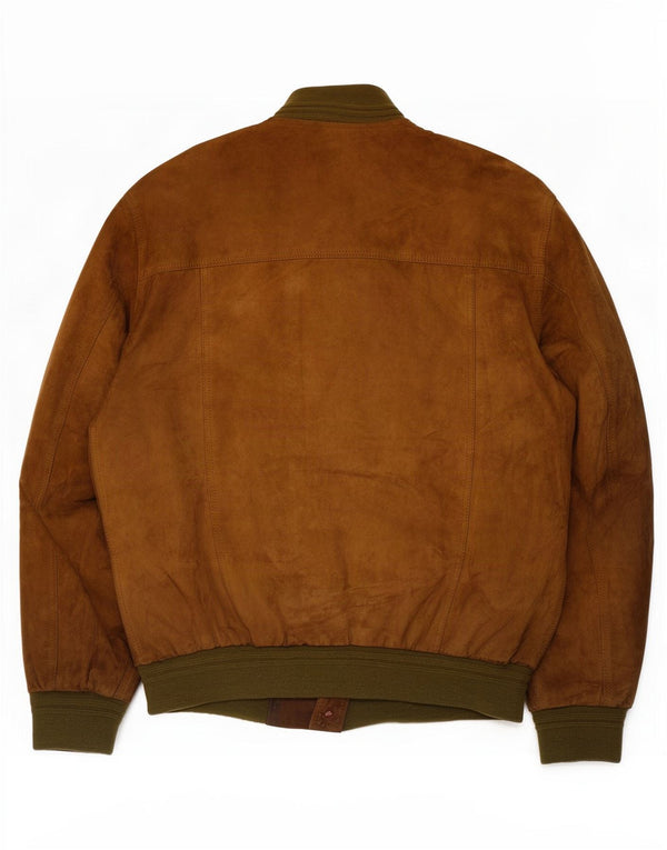 Vintage Mens Suede Bomber Jacket IT 58 4XL Brown Leather
