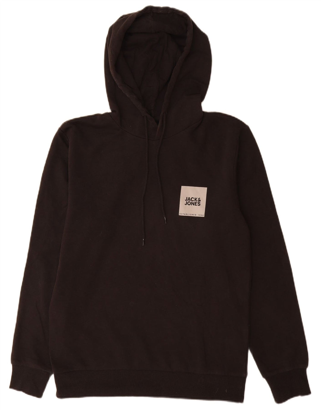 Jack & Jones Mens Graphic Hoodie Jumper Medium Black Cotton