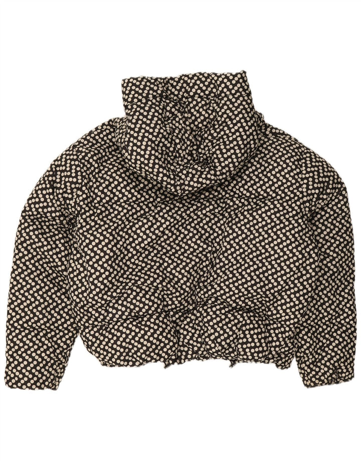 Zara Womens Hooded Oversized Padded Jacket UK 10 Small Black Polka Dot