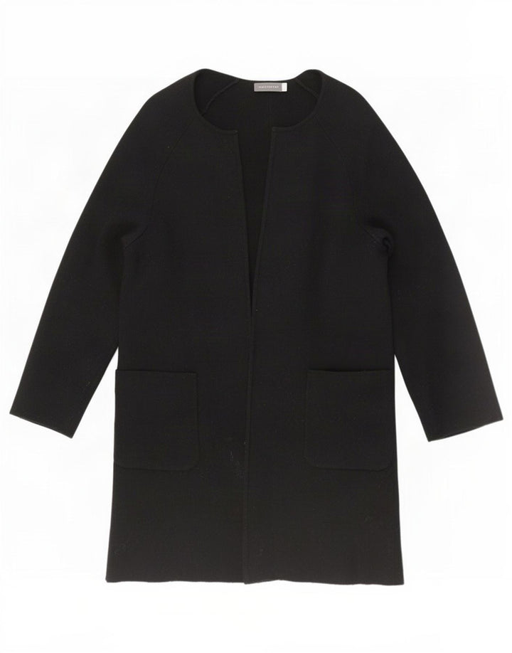 MINT VELVET Womens Open Overcoat UK 14 Large Black Polyamide