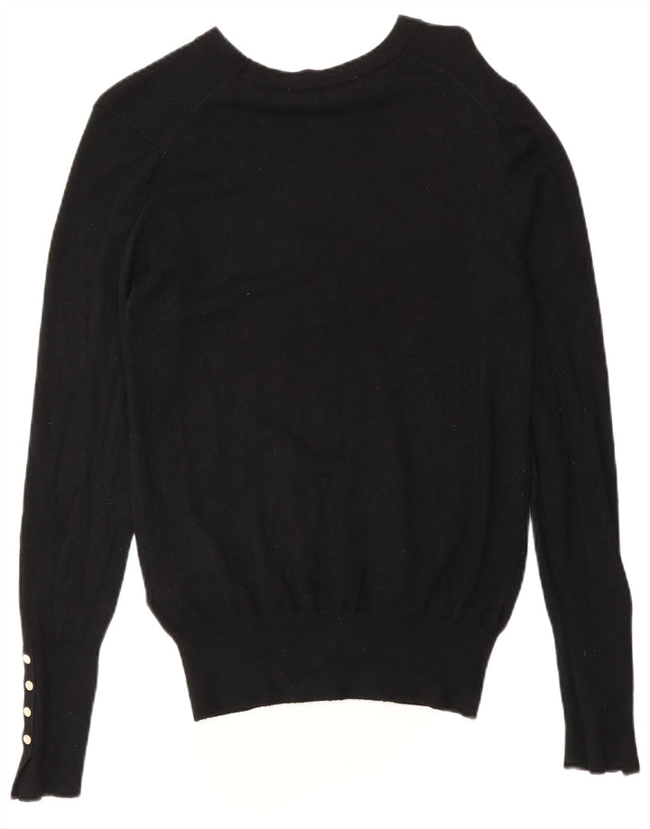 Zara Womens Boat Neck Jumper Sweater UK 14 Medium Black Viscose