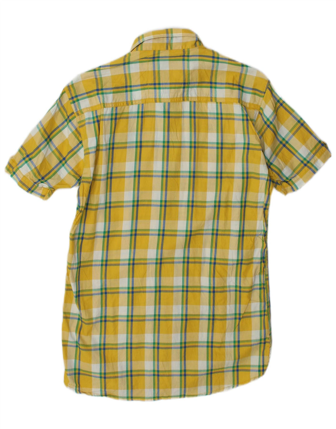 U.S. Polo Assn. Mens Short Sleeve Shirt Medium Yellow Check Cotton