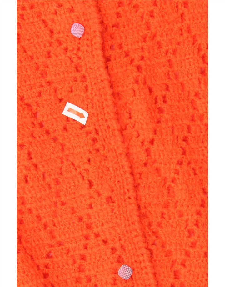 Vintage Womens Crochet Cardigan Sweater UK 14 Medium Orange