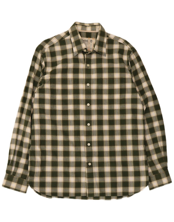 Timberland Mens Regular Fit Shirt Medium Green Check Cotton