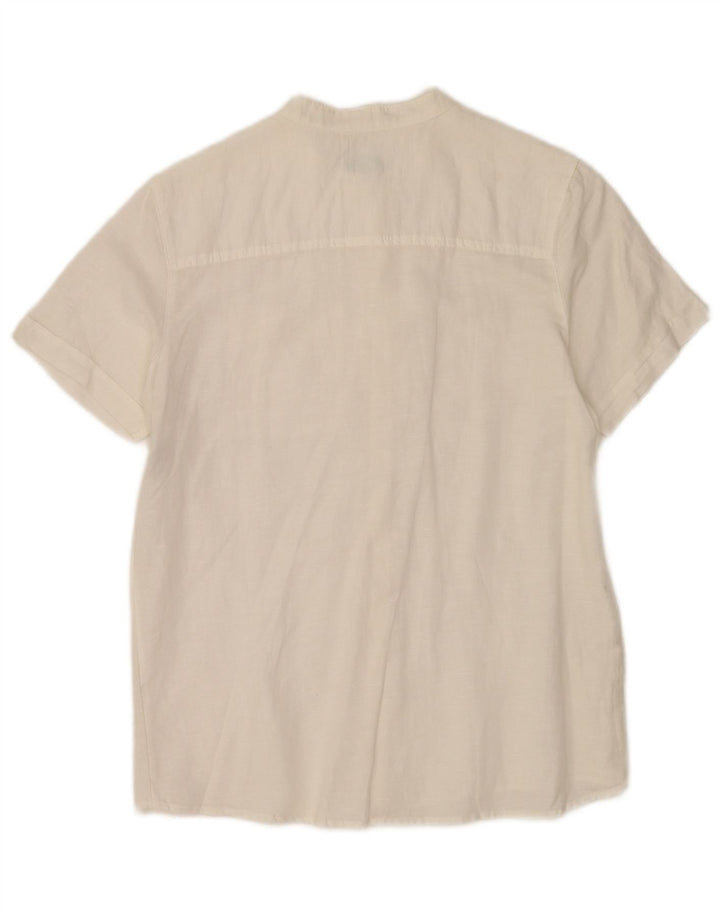 Benetton Boys Short Sleeve Shirt 11-12 Years 2XL  White Linen