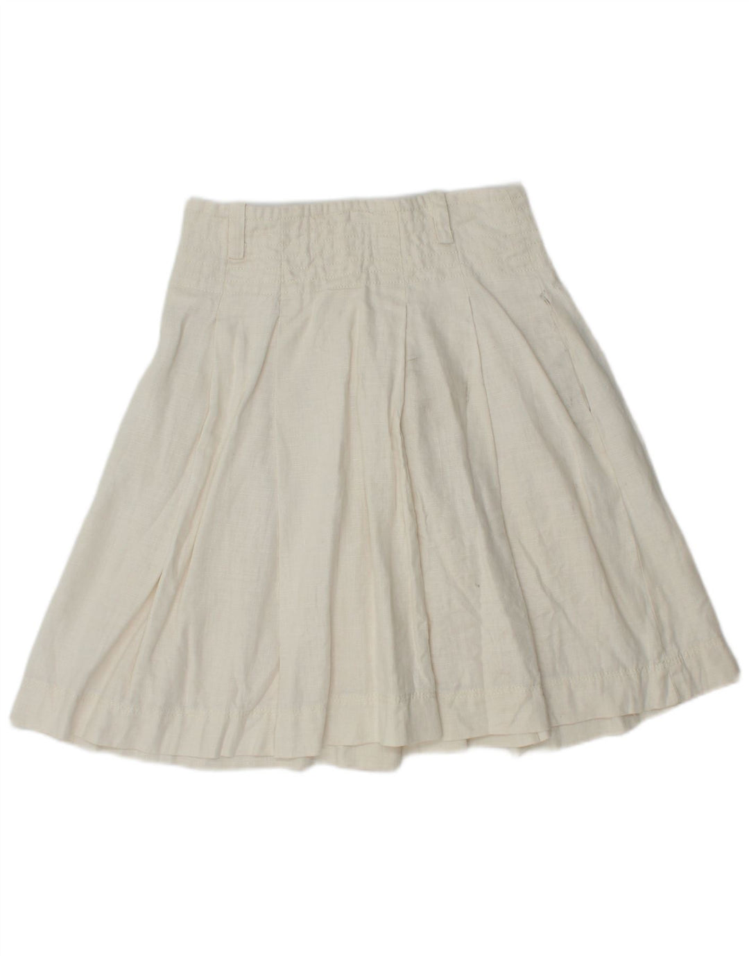 Zara Womens Pleated Skirt Small W26  White Linen
