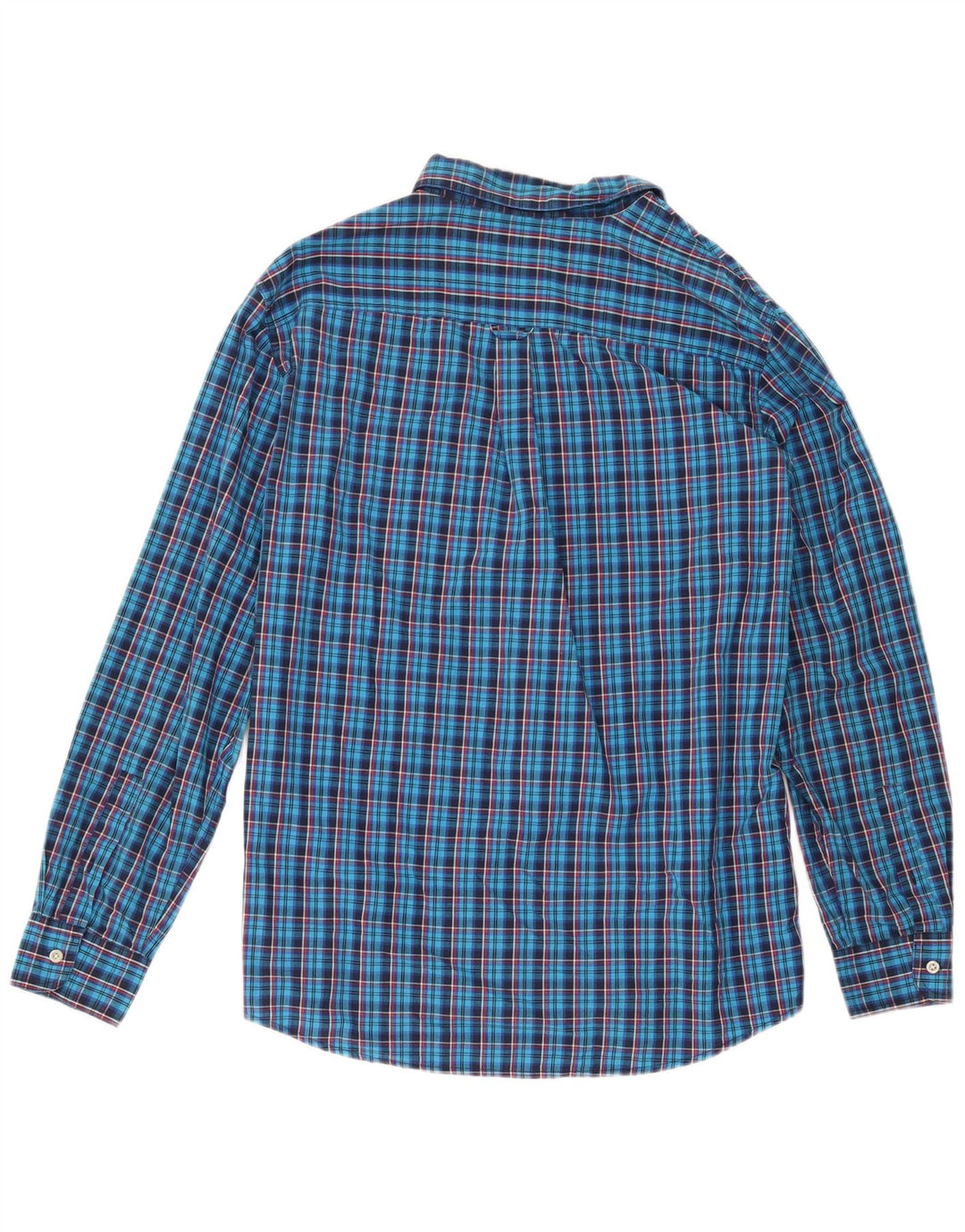 Chaps Mens Easy Care Shirt Large Blue Check Cotton