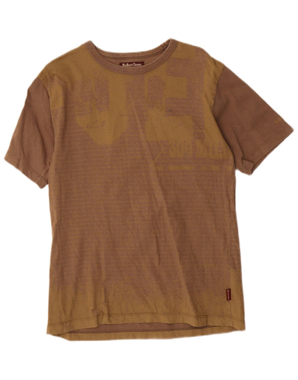 Marlboro Classics Mens Graphic T-Shirt Top Medium Brown Pinstripe Cotton