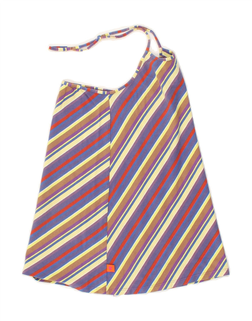 VINTAGE Womens Halter Top UK 2 2XS Multicoloured Striped Cotton Vintage Vintage and Second-Hand Vintage from Messina Hembry 