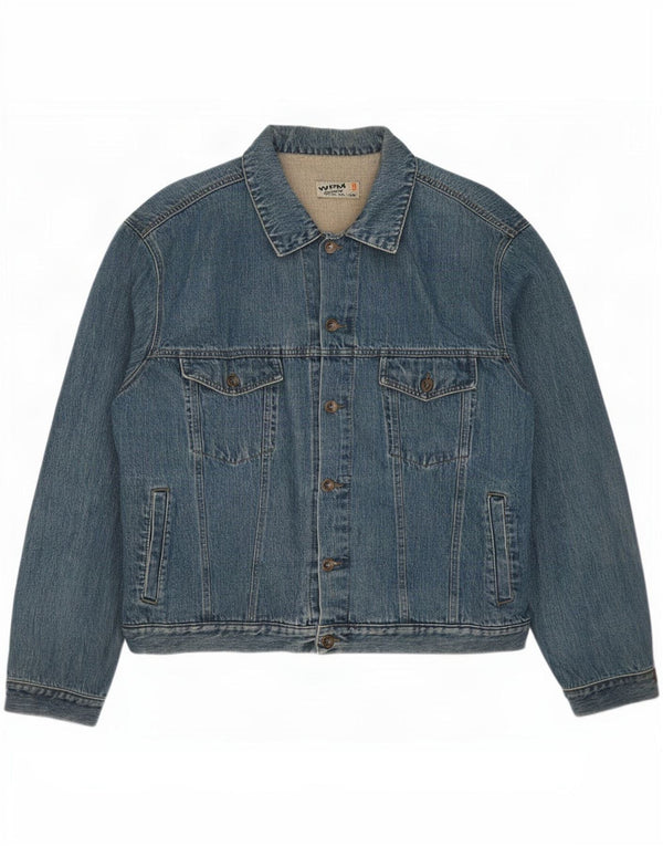 WPM Mens Denim Jacket UK 44 2XL Blue Cotton