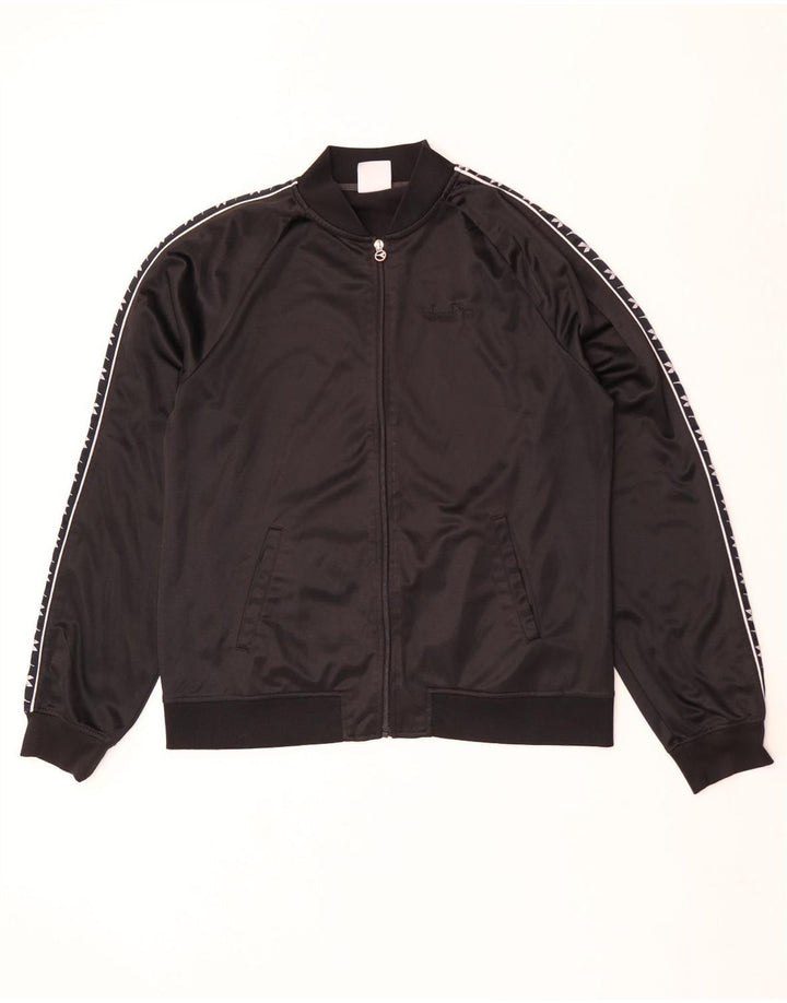 Diadora Mens Graphic Tracksuit Top Jacket XL Black Polyester