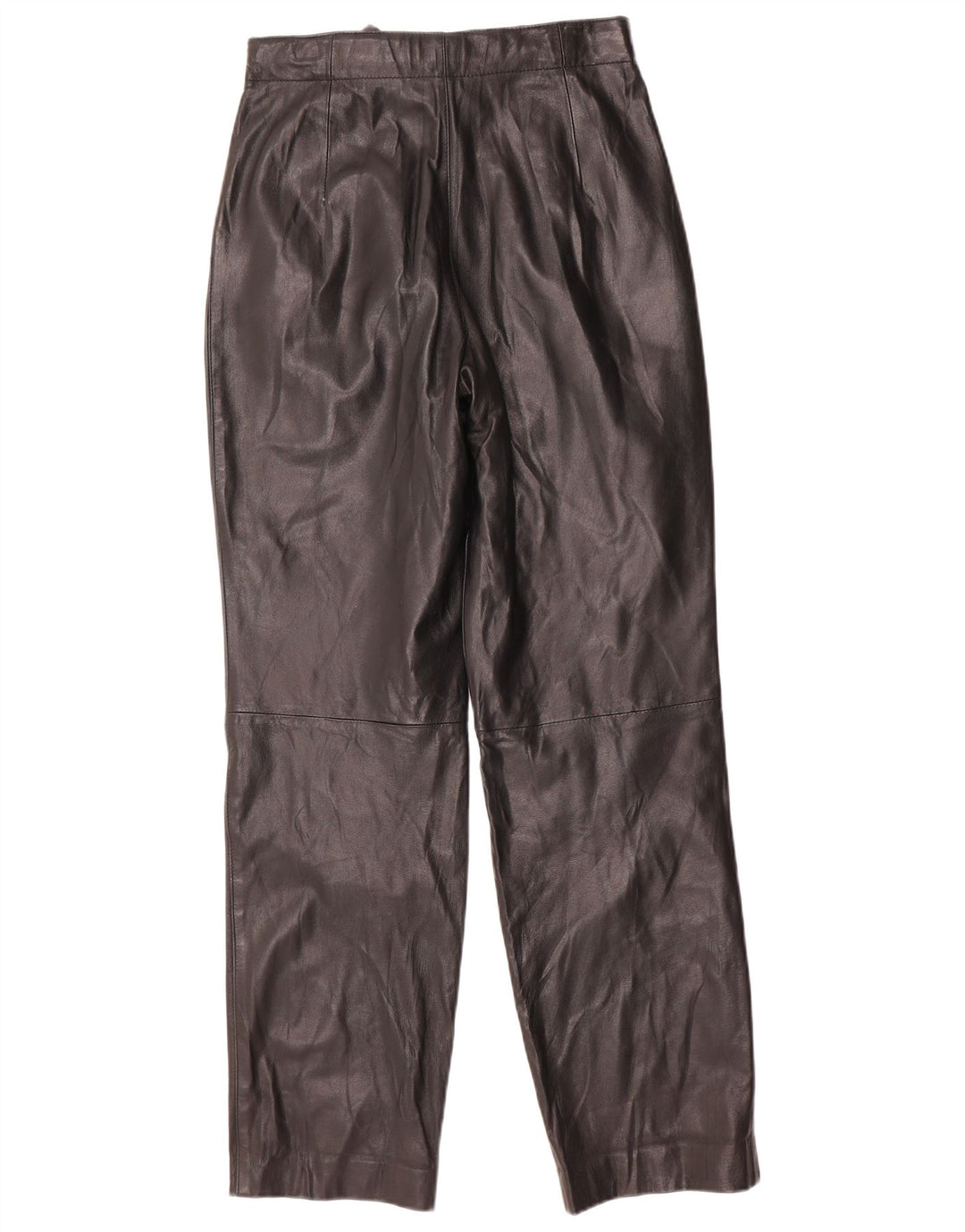 Vintage Womens High Waist Leather Trousers W26 L31 Black