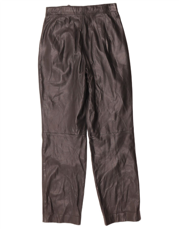 Vintage Womens High Waist Leather Trousers W26 L31 Black
