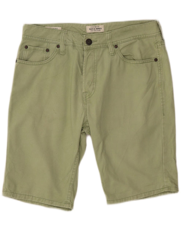 JACK & JONES Mens Regular Fit Denim Shorts W30 Medium Green Cotton