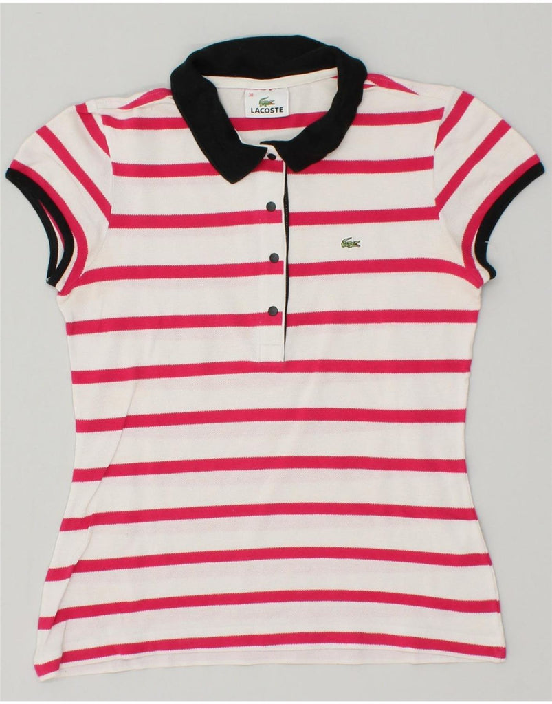 LACOSTE Womens Polo Shirt Size 38 Medium Red Striped | Vintage Lacoste | Thrift | Second-Hand Lacoste | Used Clothing | Messina Hembry 