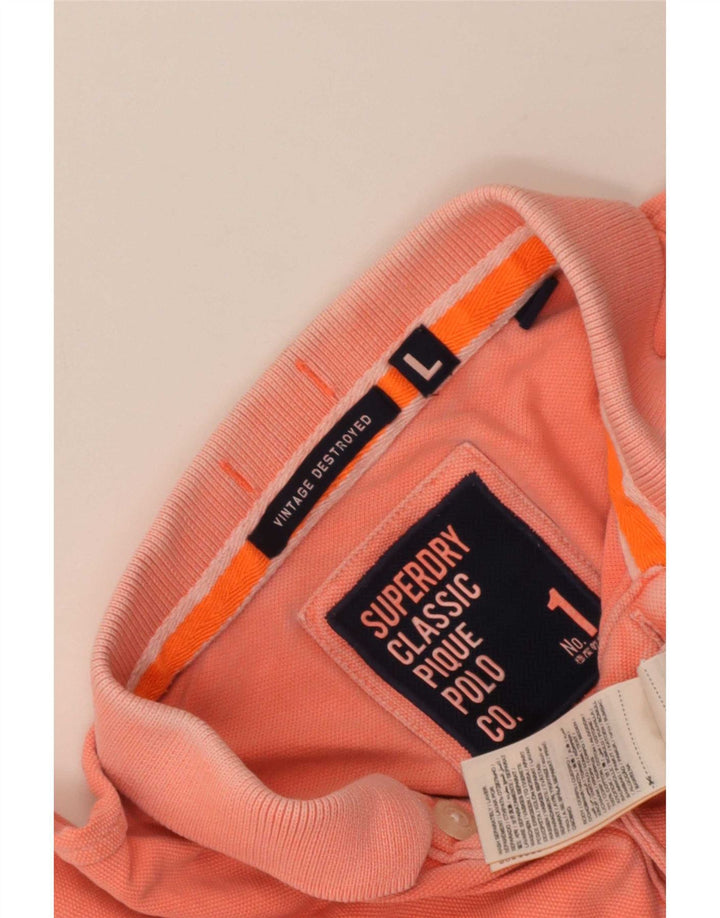 Superdry Mens Polo Shirt Large Pink Cotton