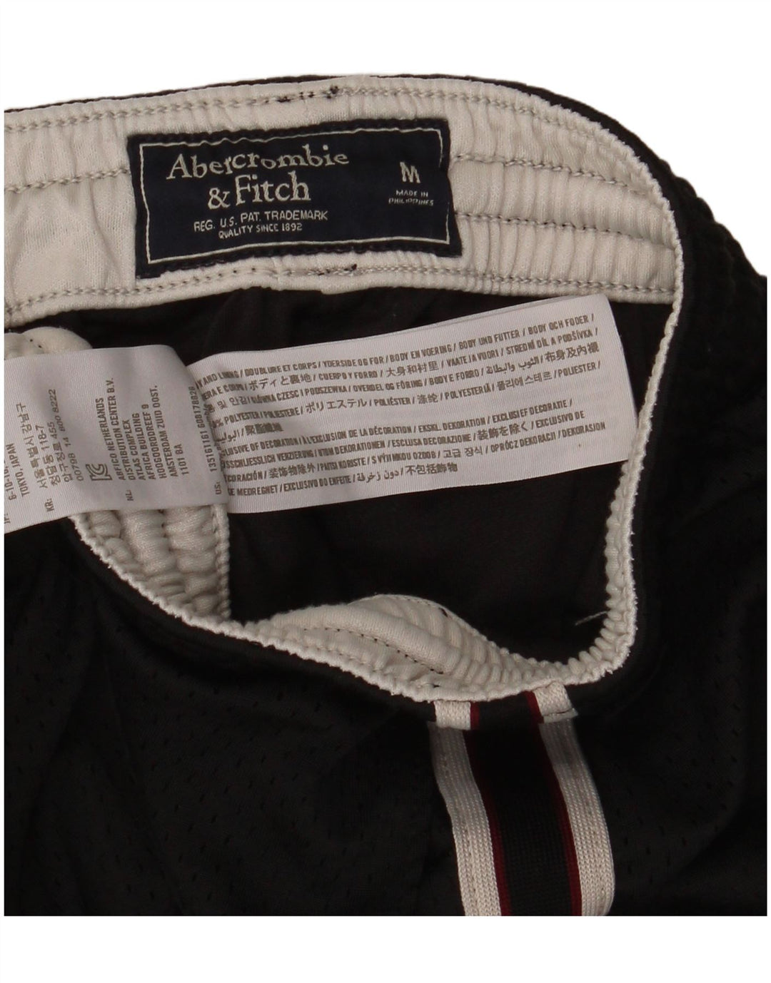 Abercrombie & Fitch Mens Graphic Sport Shorts Medium  Black Polyester