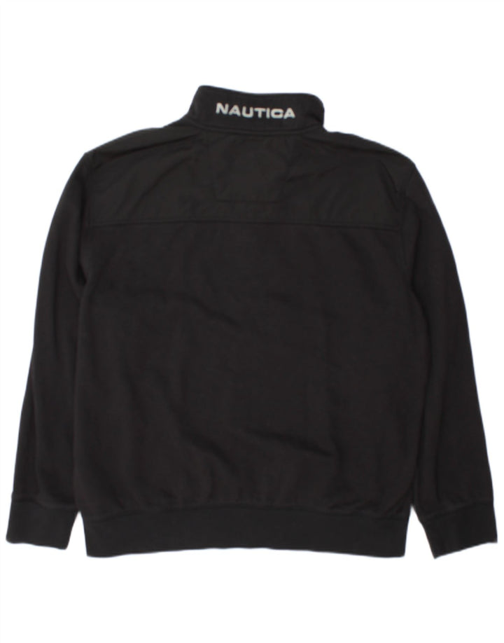 Nautica Mens Zip Neck Sweatshirt Jumper XL Black