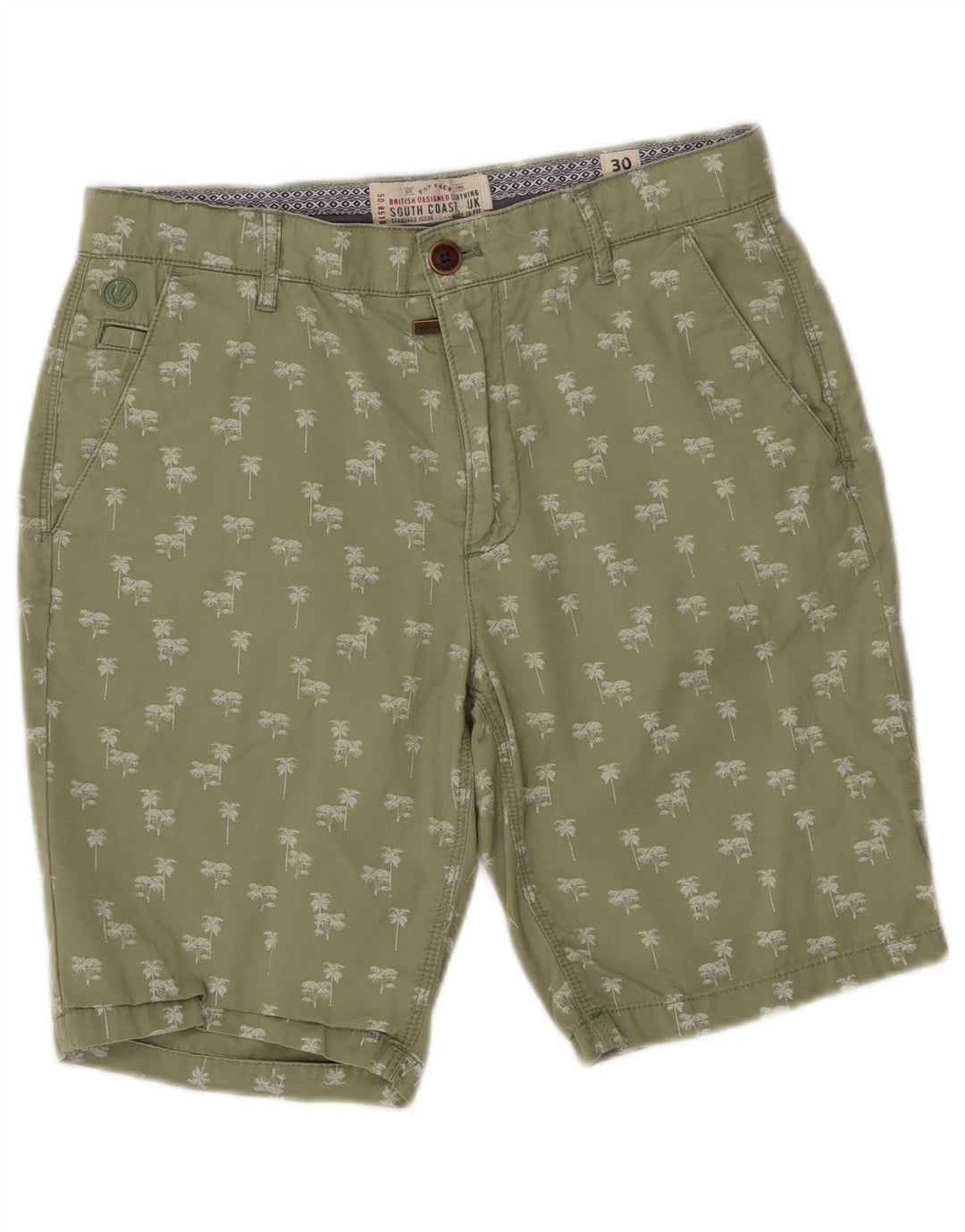 Fat Face Mens Chino Shorts W30 Medium Green Floral Cotton