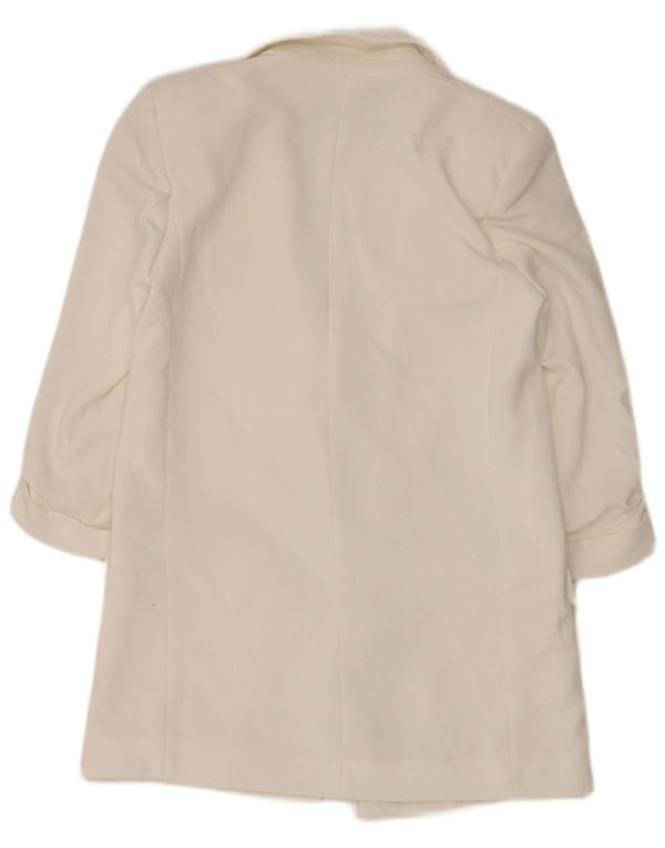 Zara Womens Open Oversized Blazer Jacket UK 6 XS White Polyester