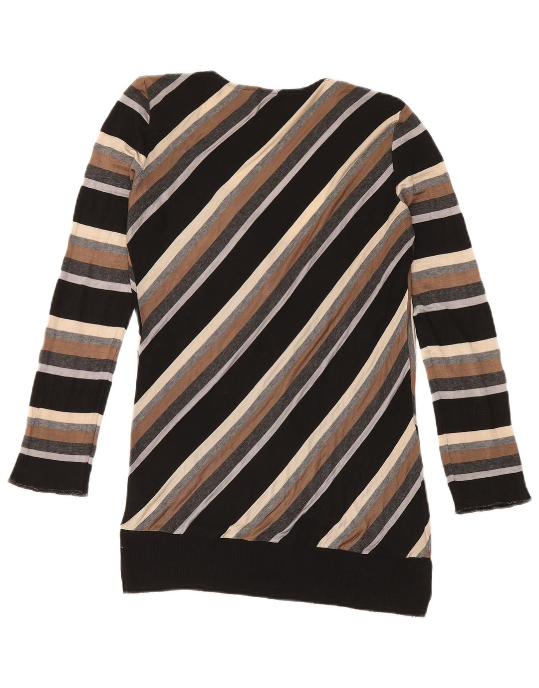 Benetton Womens V-Neck Jumper Sweater UK 14 Large Multicoloured Striped