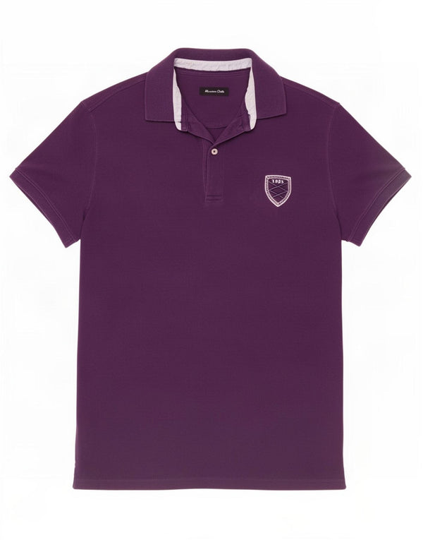 Massimo Dutti Mens Polo Shirt Medium Purple Cotton