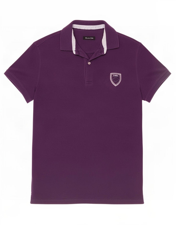 Massimo Dutti Mens Polo Shirt Medium Purple Cotton