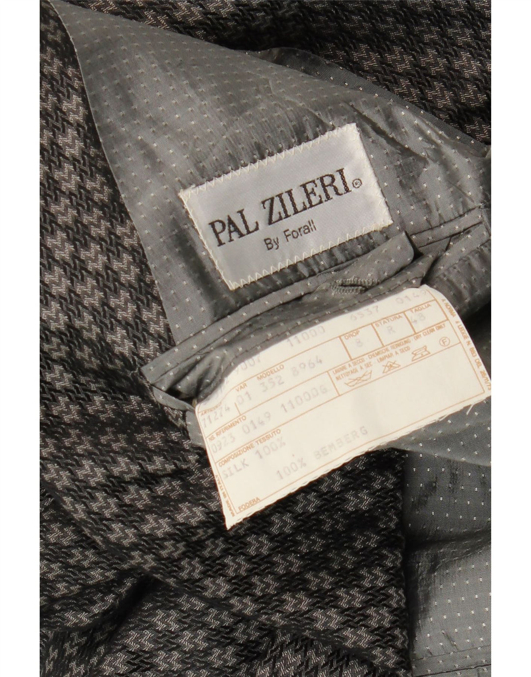 Pal Zileri Mens Double Breasted Blazer Jacket IT 48 Medium Grey Geometric