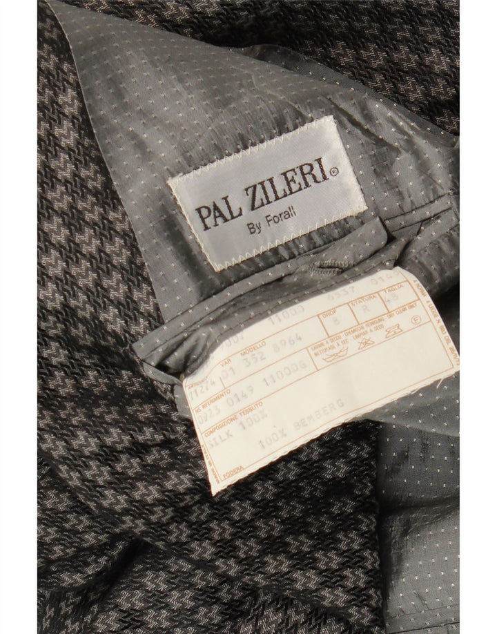 Pal Zileri Mens Double Breasted Blazer Jacket IT 48 Medium Grey Geometric