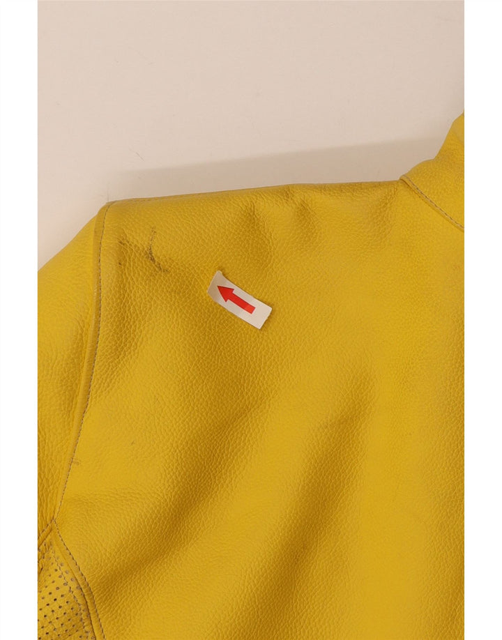 Corner Womens Crop Leather Racer Jacket IT 44 Medium Yellow Leather