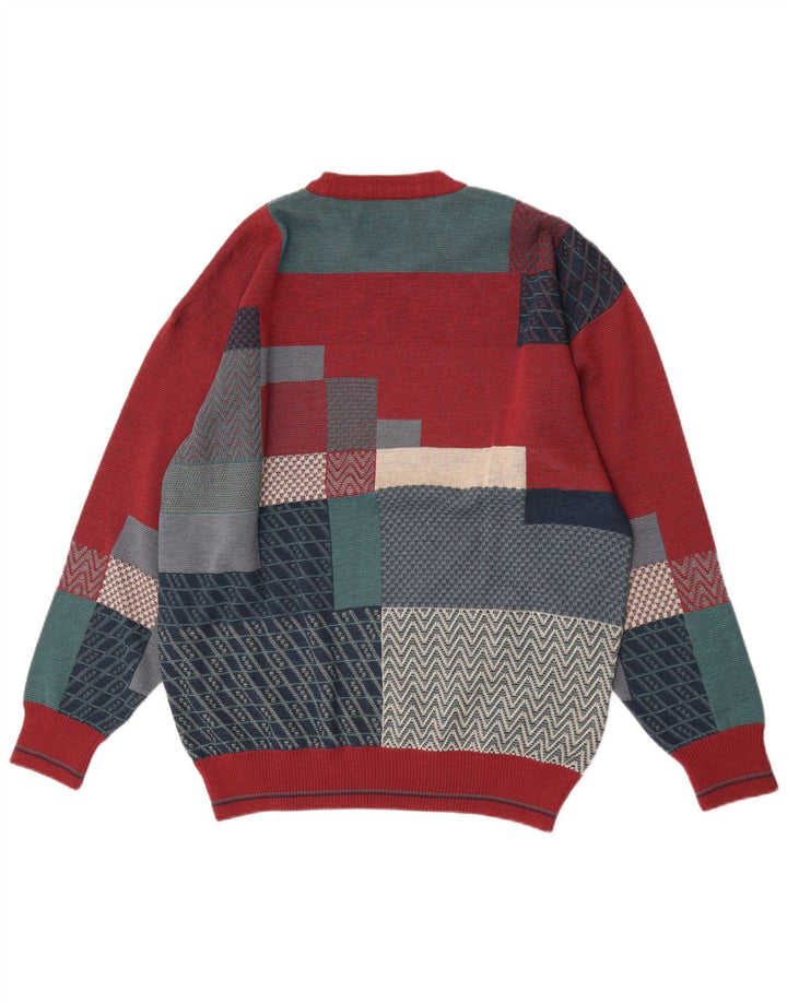 Pierre Sangan Mens Crew Neck Jumper Sweater XL Multicoloured Colourblock