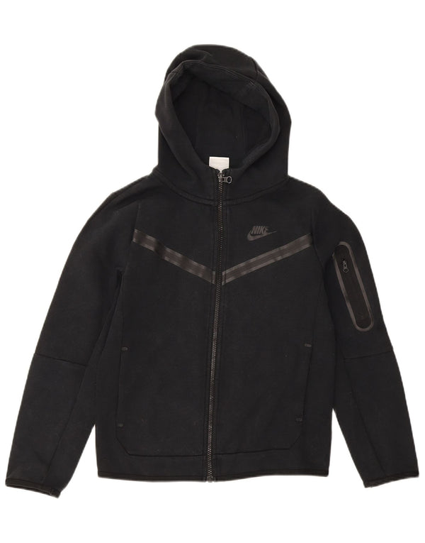 Nike Boys Zip Hoodie Sweater 10-11 Years Medium Black Cotton