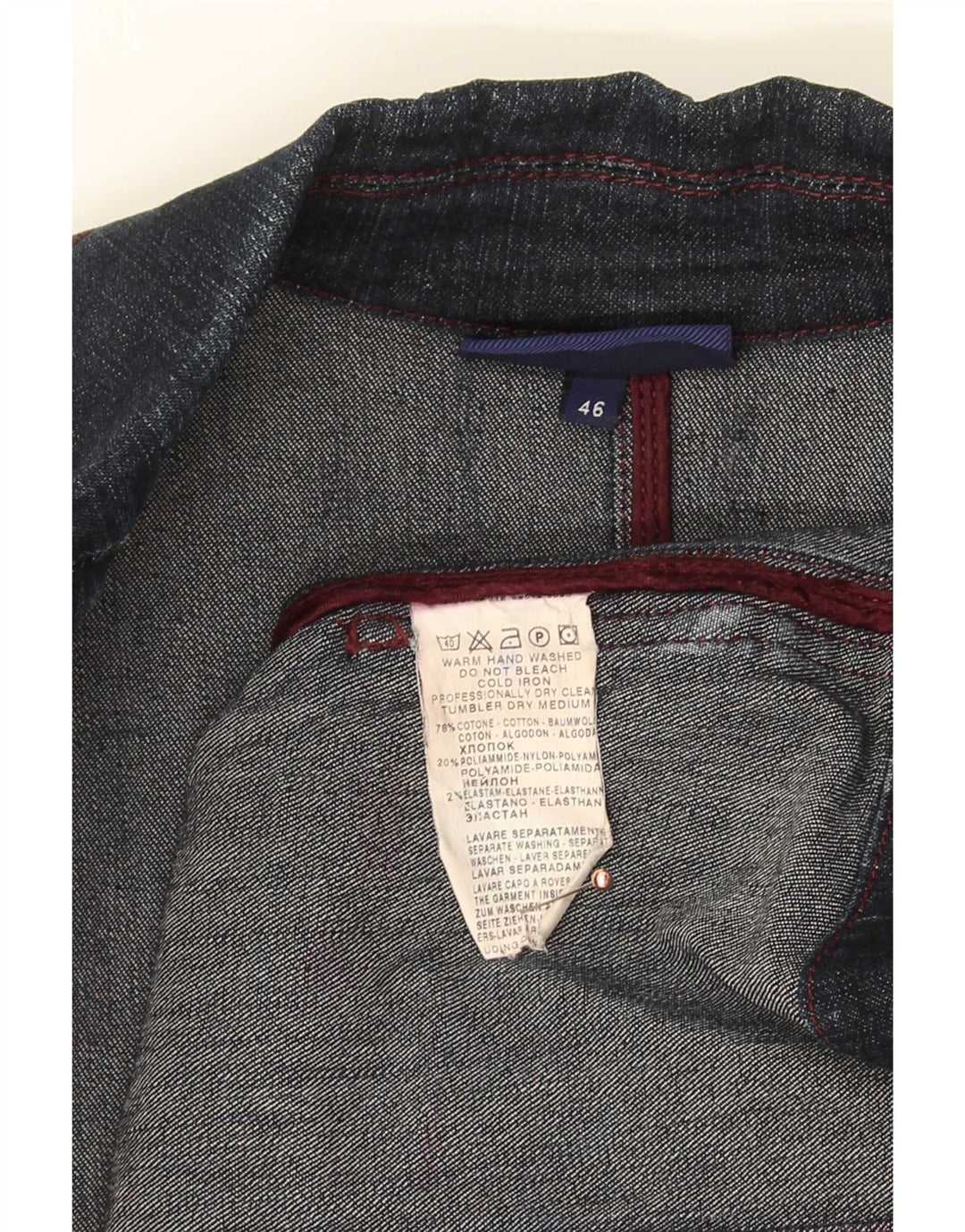 Trussardi Jeans Womens 3 Button Denim Blazer Jacket IT 46 Large Navy Blue